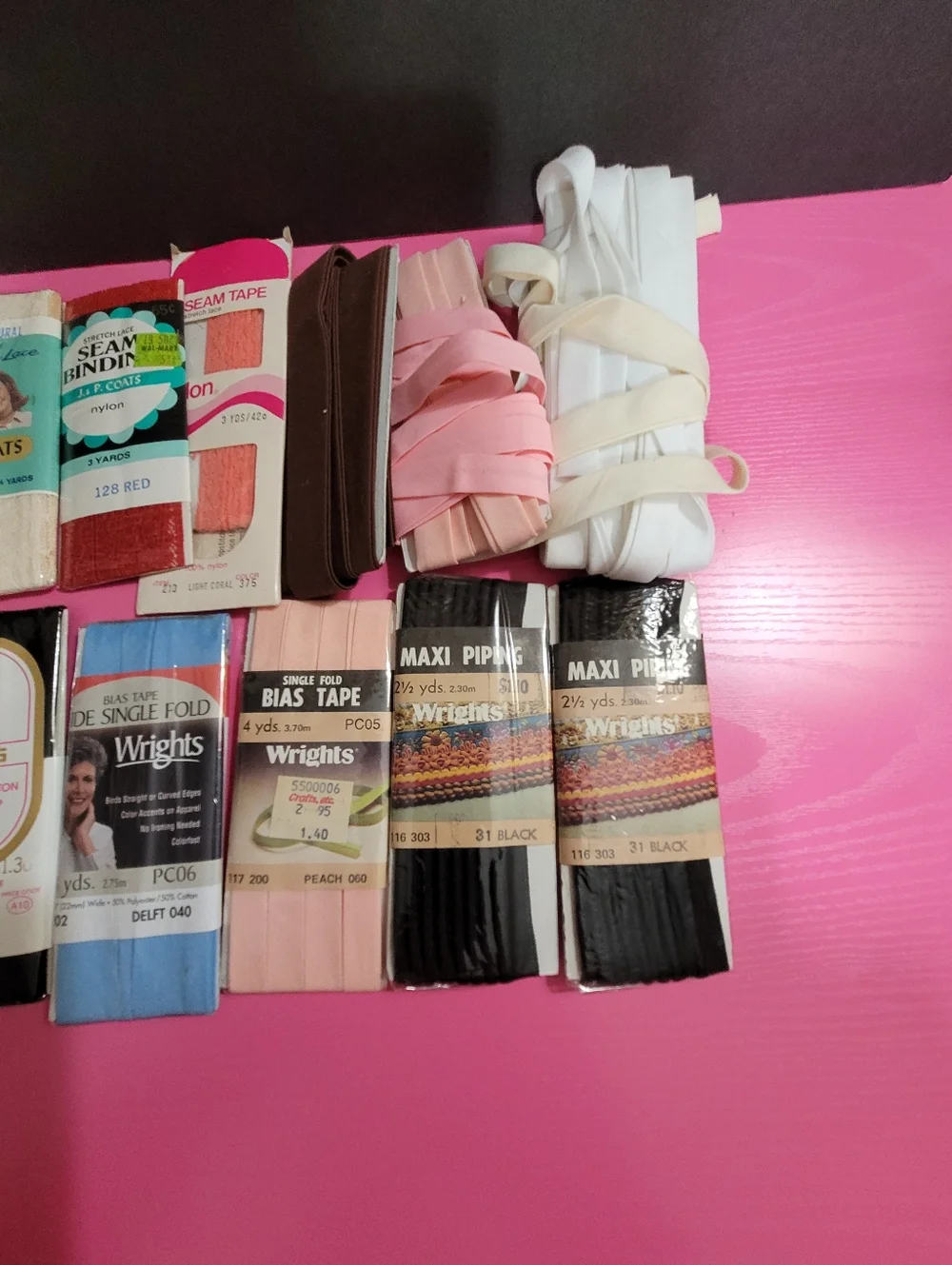 Vintage Lot Of Sewing Supplies Bias Tape Seam Binding Piping Misc 12+ Pkg (0782)